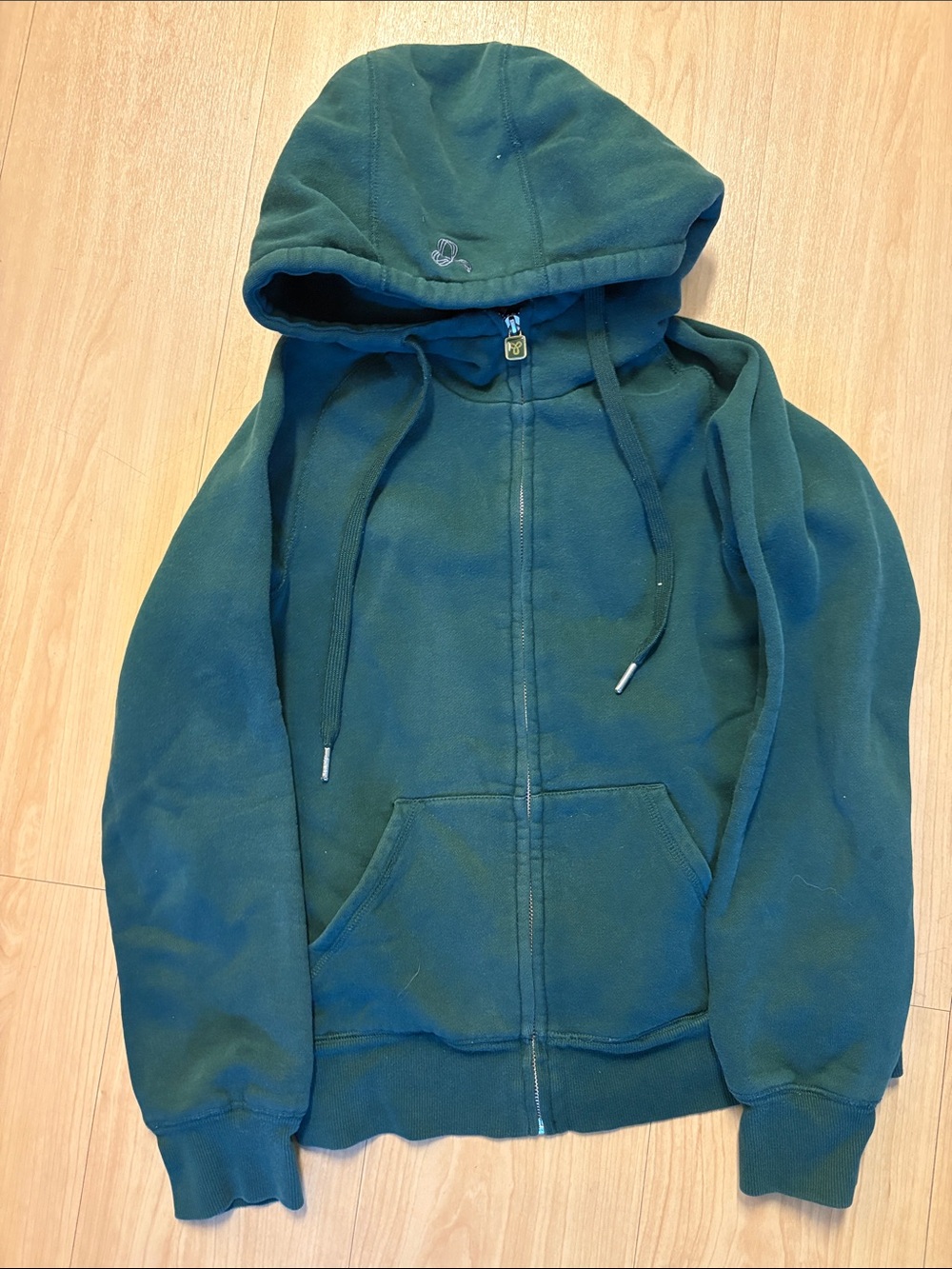 Dark Green Full-Zip Hoodie with Hood and Pockets - Unbranded